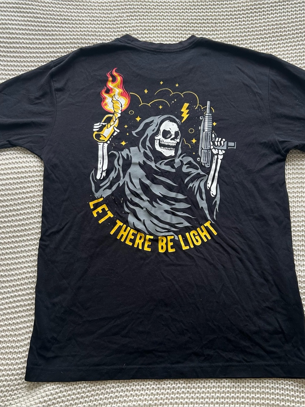 Zero Foxtrot Medium Black Skeleton Tshirt "Let There Be Light" Good condition